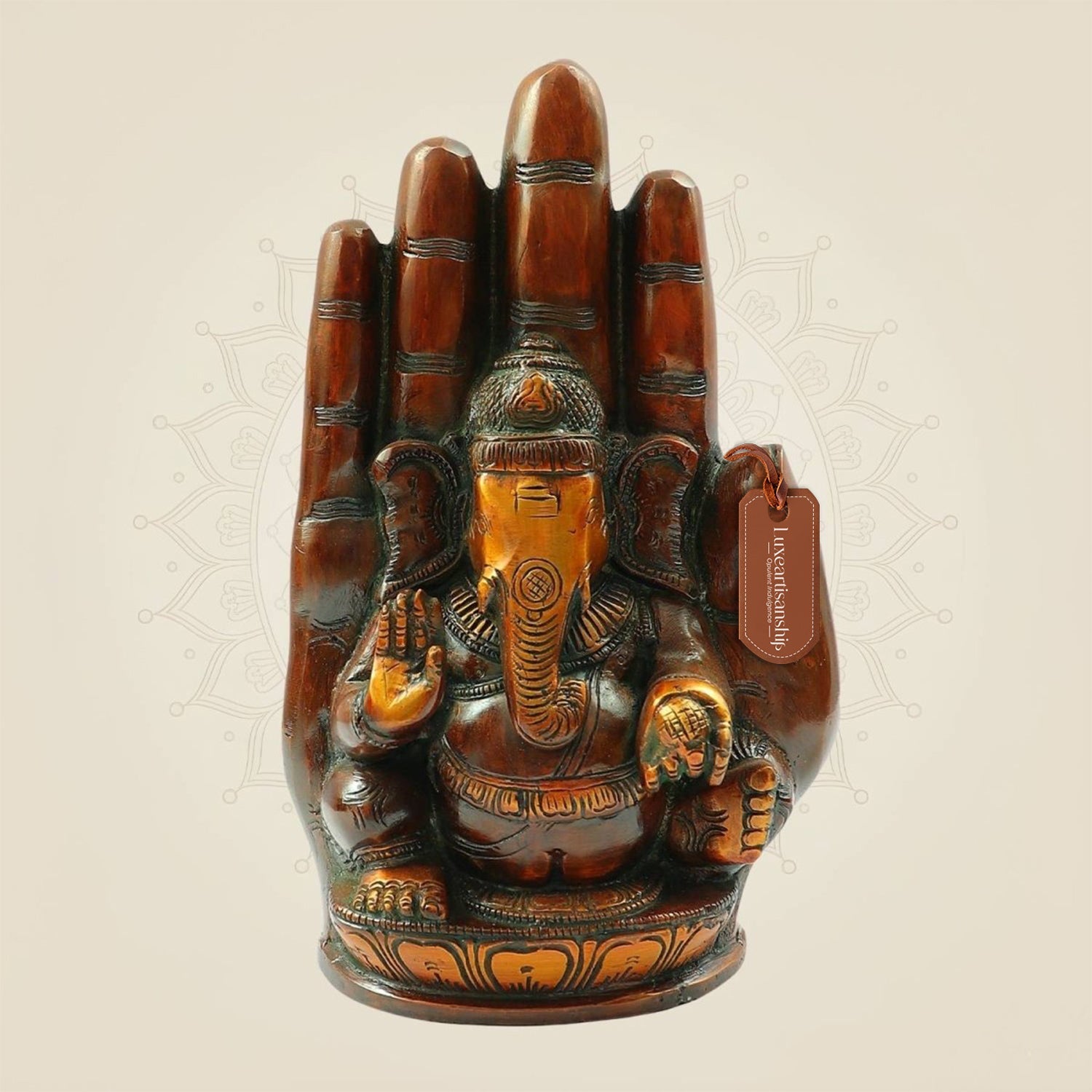 Divine Brass Ganesh Murti 9"