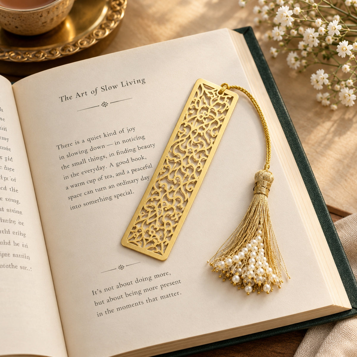 Handcrafted Brass Bookmark with Intricate Cutwork Elegant Gift for Modern Readers