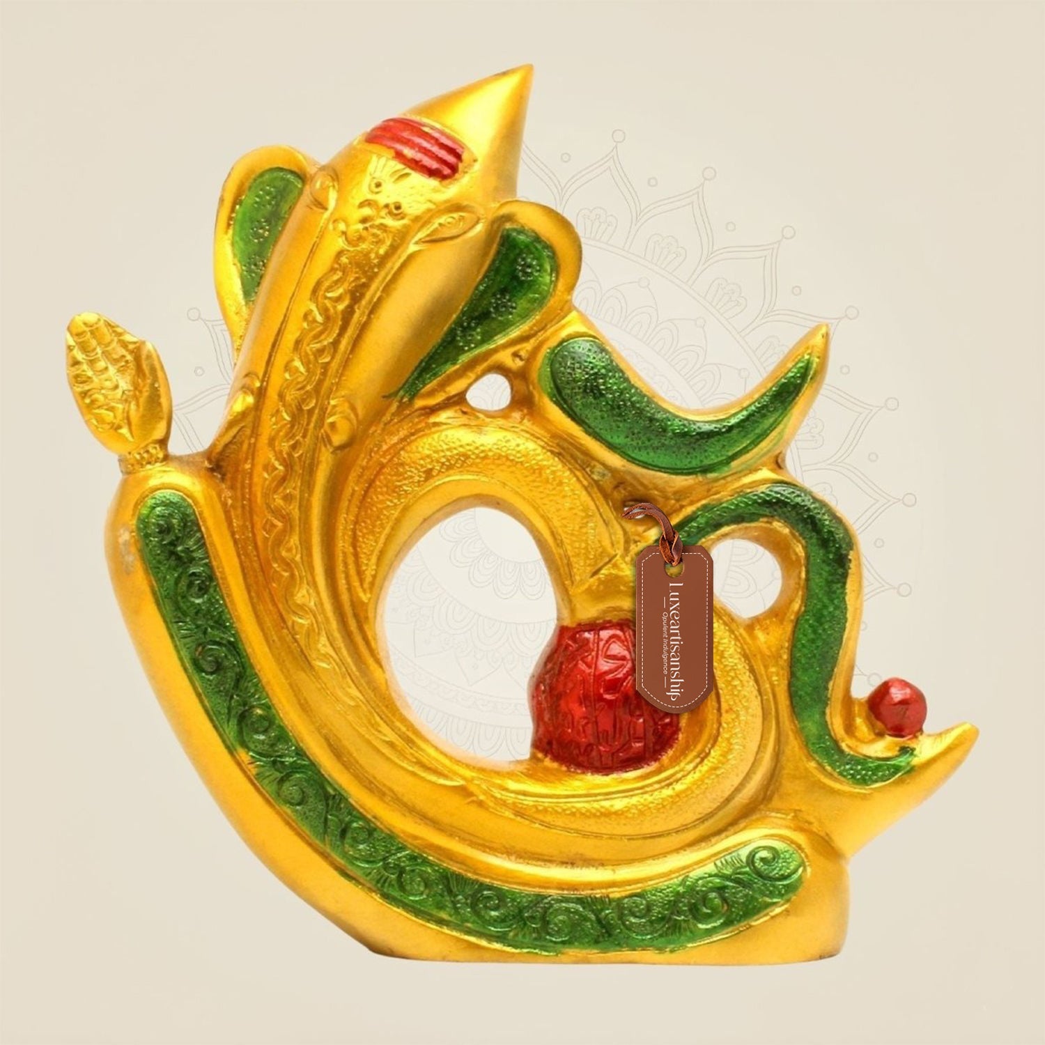 7" Hand - Painted Brass Ganesh Idol – Modern Blessing Statue - Luxeartisanship