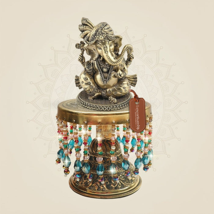 Ganesh Statue Brass for Sale with Chowki Base