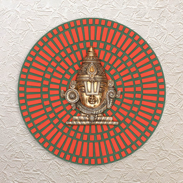 Wall Frame with Lord Venkateshwara – 21.75" Brass Idol in Wooden Design