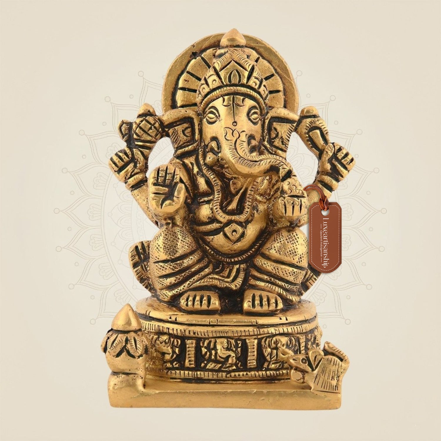 Brass Sitting Ganesha Idol 4"