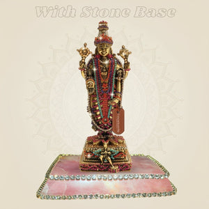7.75 Brass Tirupati Balaji Murti and Statue with Elegant Rhinestone Work - Luxeartisanship