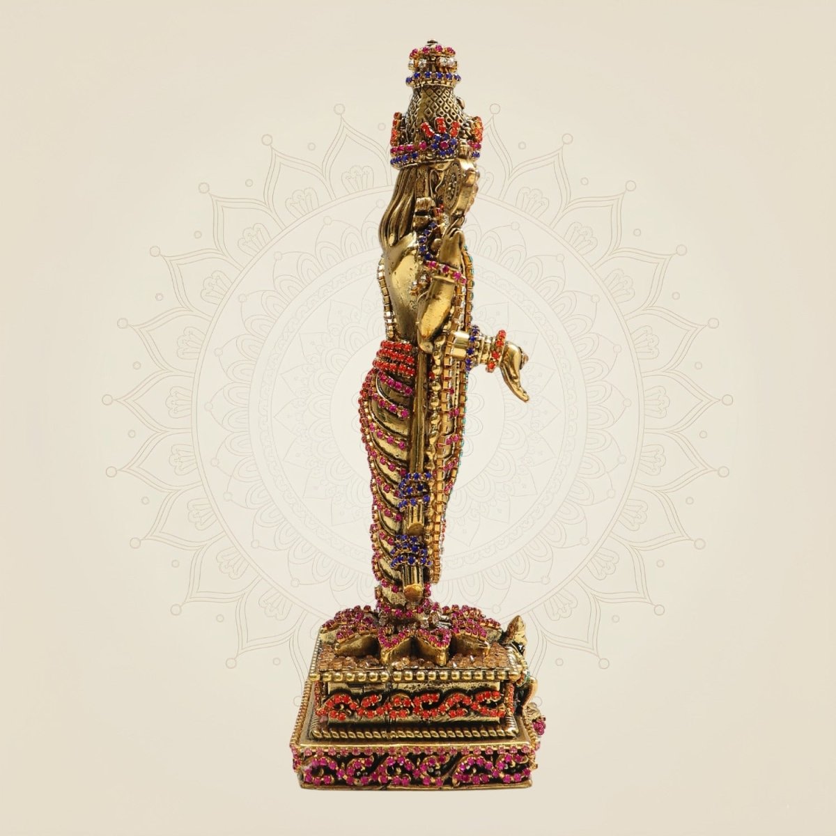 7.75 Brass Tirupati Balaji Murti and Statue with Elegant Rhinestone Work - Luxeartisanship