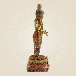7.75 Brass Tirupati Balaji Murti and Statue with Elegant Rhinestone Work - Luxeartisanship