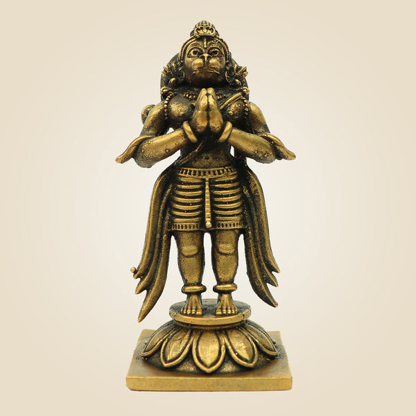 3.5" Bronze Hanuman Idol – Anjali Mudra Pose for Devotional Decor
