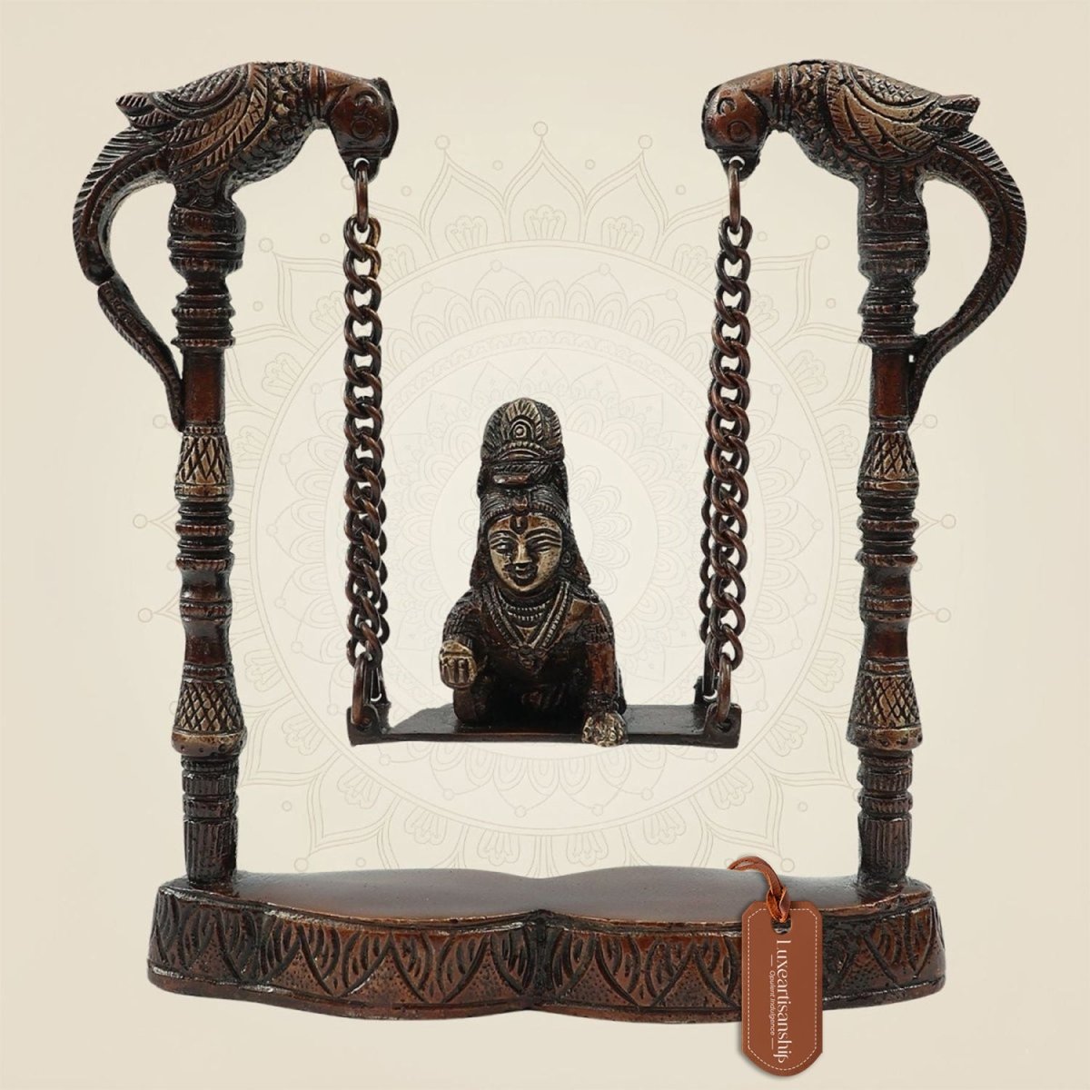 8" Brass Laddu Gopal Idol on Jhula