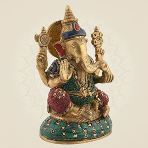 Brass Ganesha Idol – Meenakari Murti