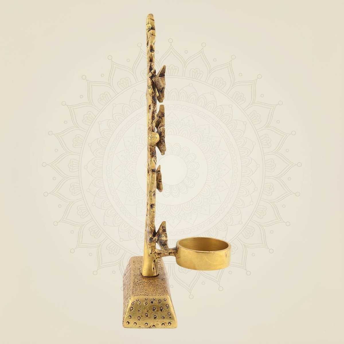 9.5" Pure Brass Tree of Life with Diya