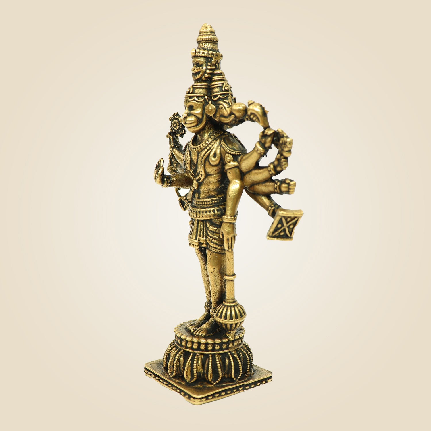 Bronze Panchmukhi Hanuman Idol – Standing Murti for Protection - 4.5"