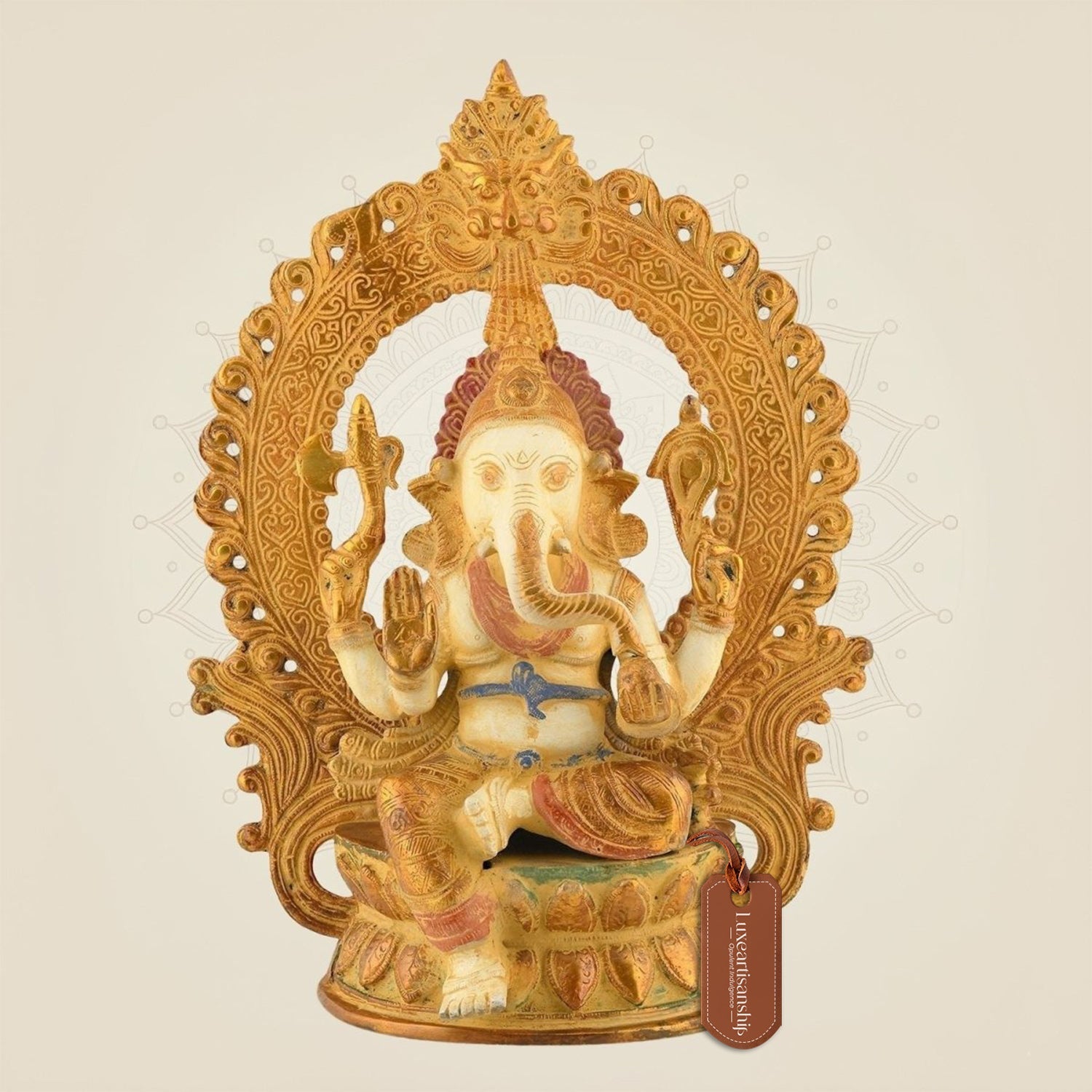 Multicolor Brass Ganesha with Prabhavali