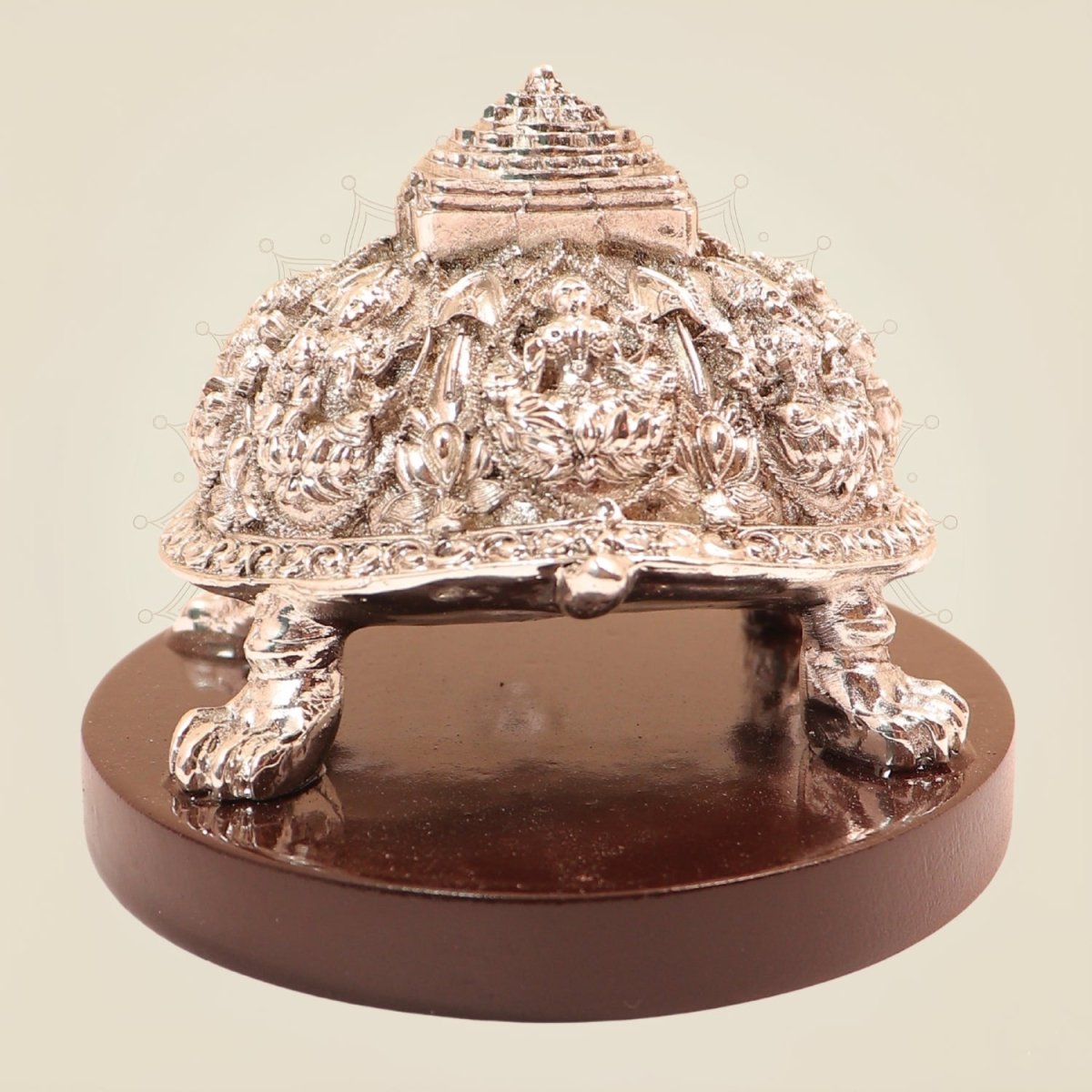 999 Silver-Coated Tortoise on wood Base – Vastu Gift for Home and Office - Luxeartisanship