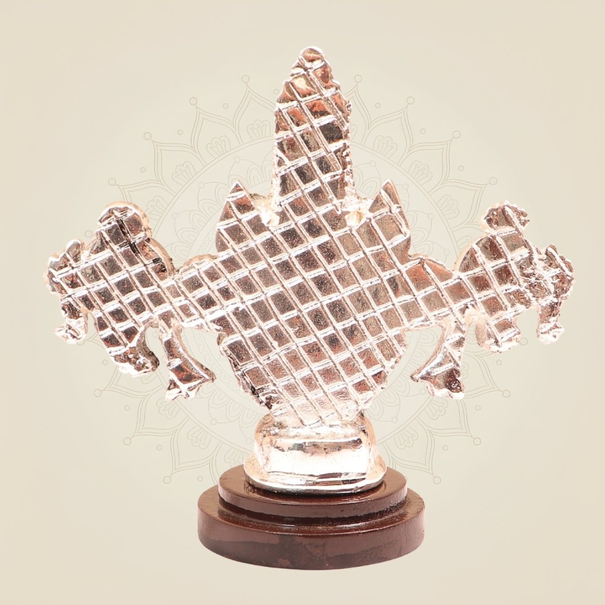 999 Silver Plated Tirupati Balaji Idol with Shankh & Chakra on Wood Base for Pooja & Gifting - Luxeartisanship
