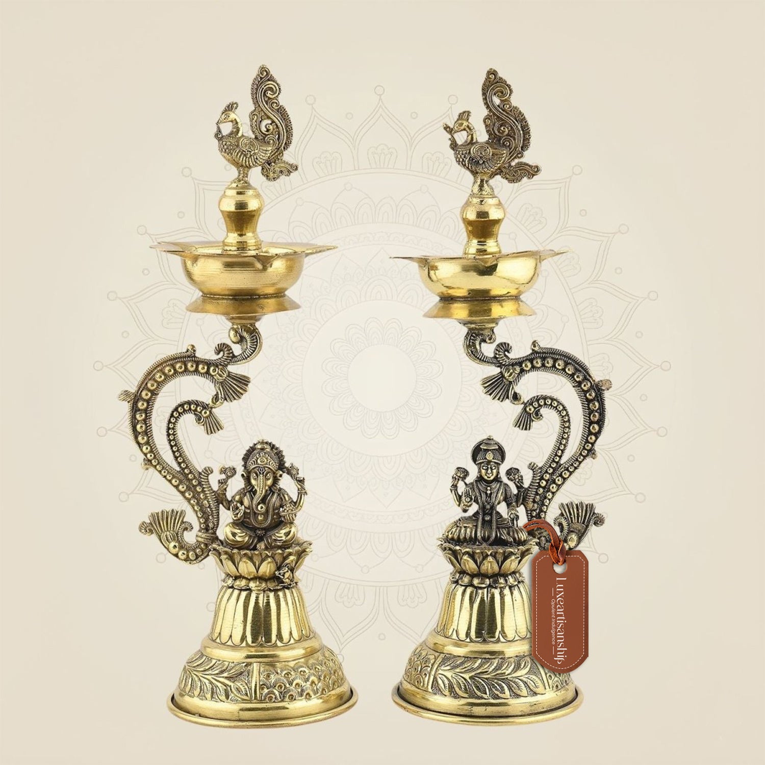 Laxmi Ganesh Brass Diya Stand