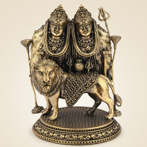 Handcrafted Chamunda Mata Brass Idol 4.75 "- Divine Goddess Statue for Temple & Home Decor