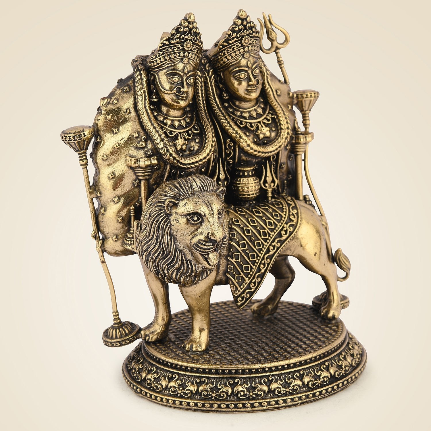 Handcrafted Chamunda Mata Brass Idol 4.75 "- Divine Goddess Statue for Temple & Home Decor