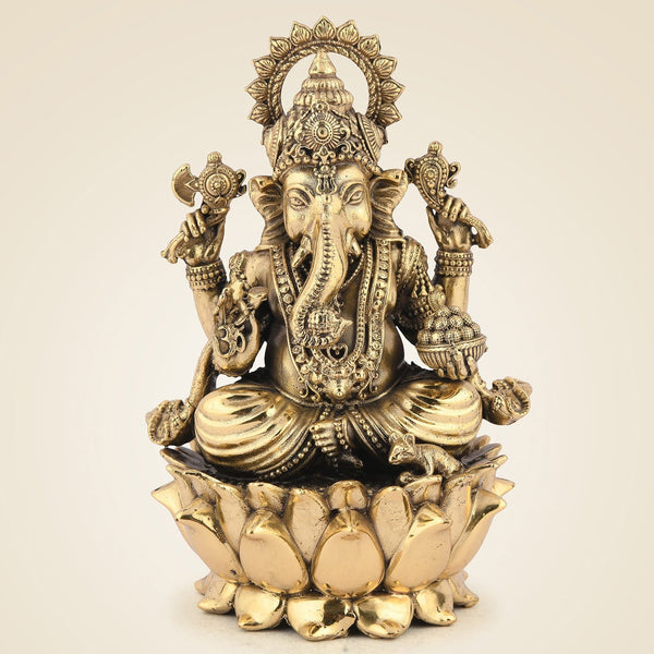 Ganesha Idol – 5.25" Handcrafted Pure Brass Murti Lightweight Artisan for Pooja & Decor