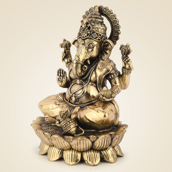 Pure Brass Chaturbhuj Ganesha 