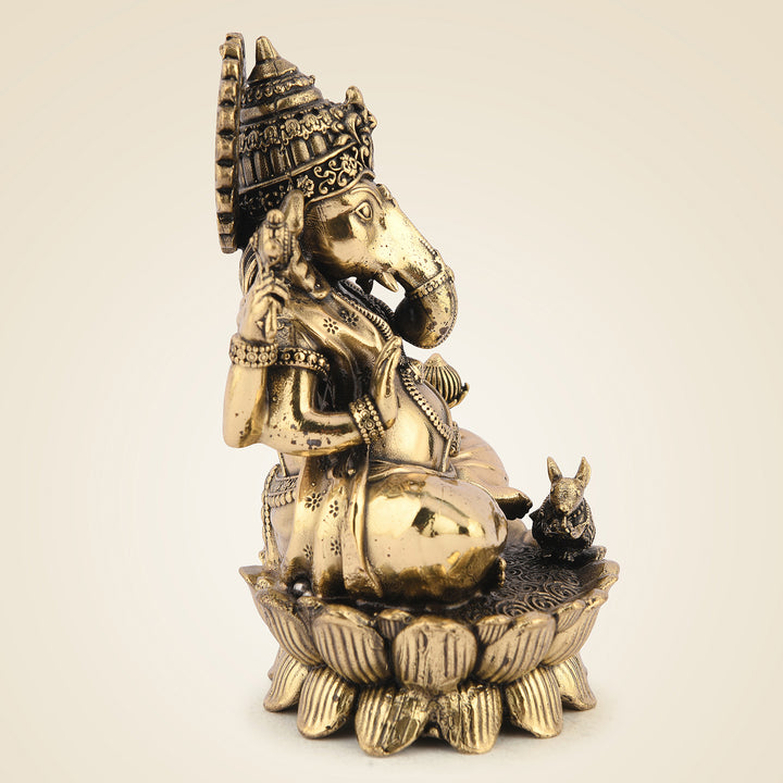 Pure Brass Chaturbhuj Ganesha 