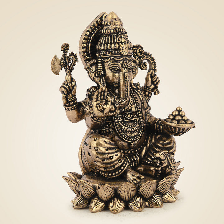 Pure Brass Chaturbhuj Ganesha 