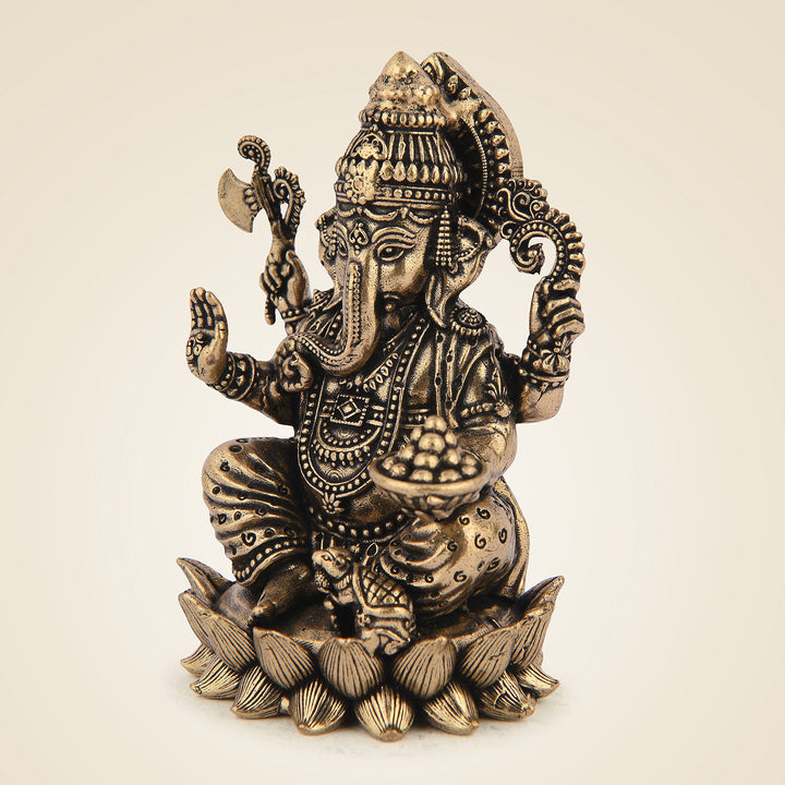 Pure Brass Chaturbhuj Ganesha 