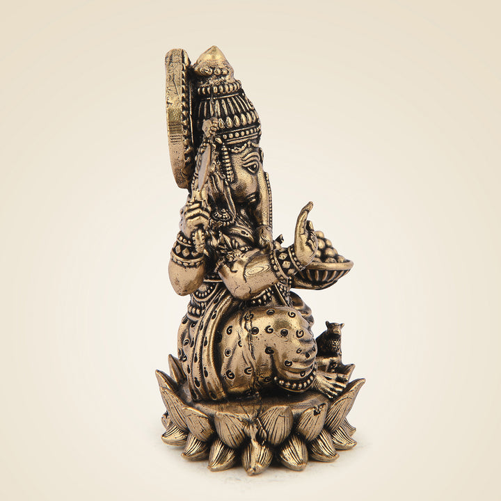 Pure Brass Chaturbhuj Ganesha 