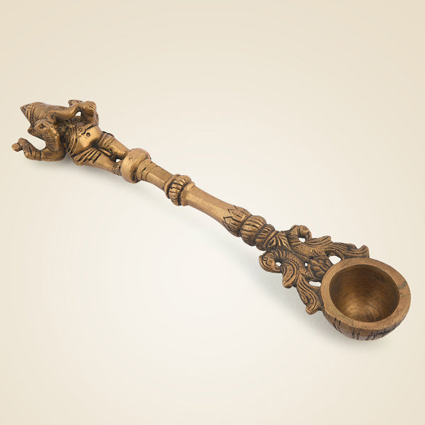 Pure Brass Ganesha Pooja Spoon  