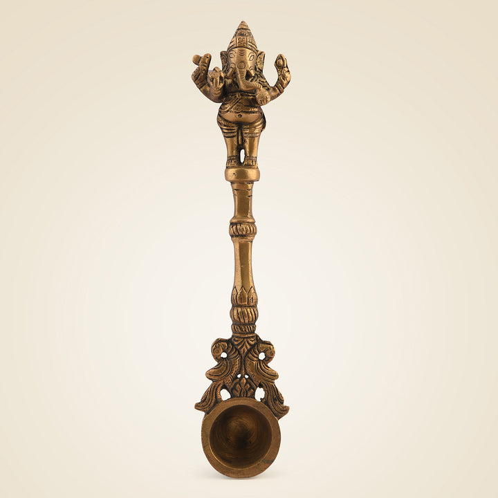 Pure Brass Ganesha Pooja Spoon