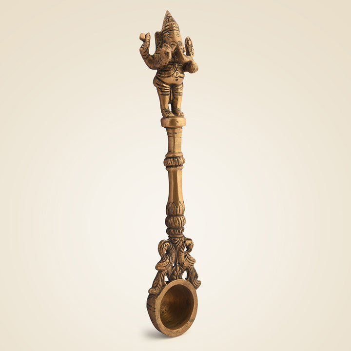 Pure Brass Ganesha Pooja Spoon