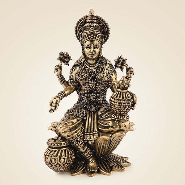 Pure Brass Goddess Lakshmi On Lotus