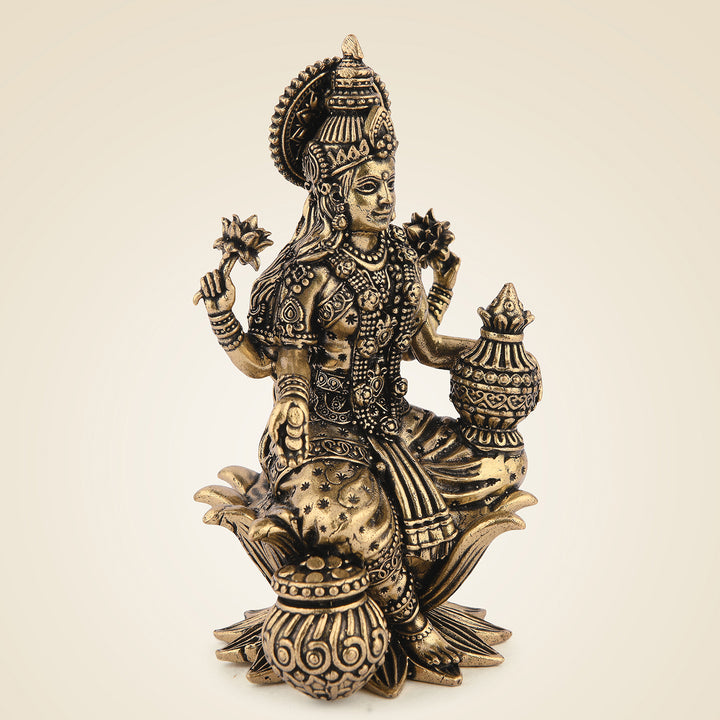 Pure Brass Goddess Lakshmi On Lotus