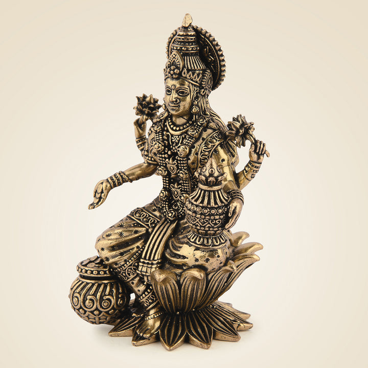 Pure Brass Goddess Lakshmi On Lotus