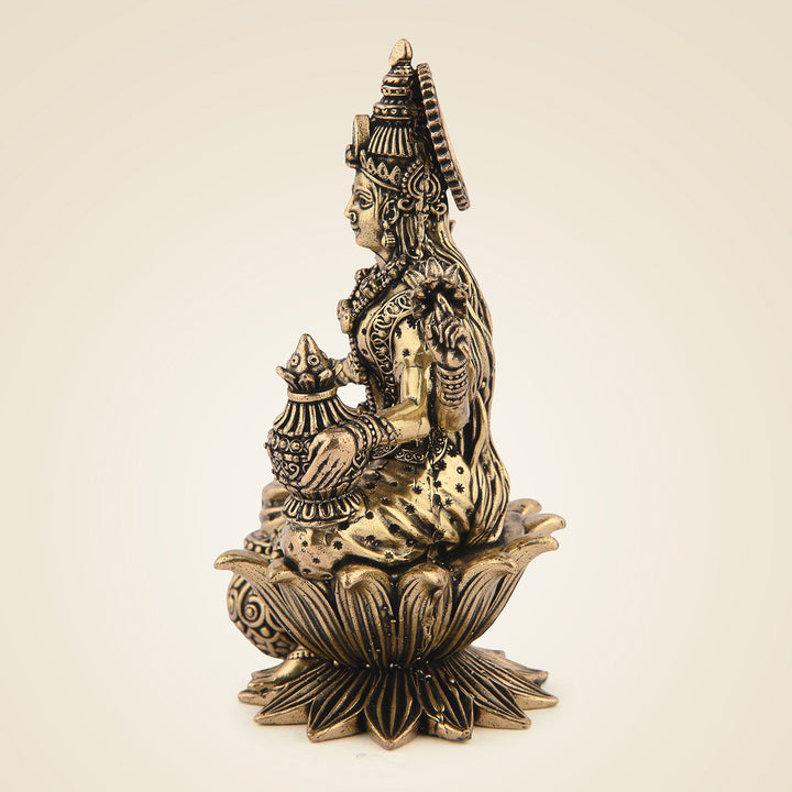 Pure Brass Goddess Lakshmi On Lotus