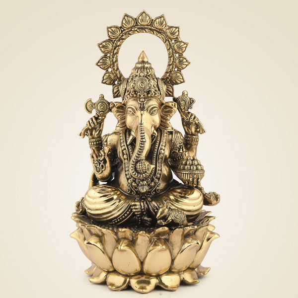 Pure Brass Chaturbhuj Ganesh