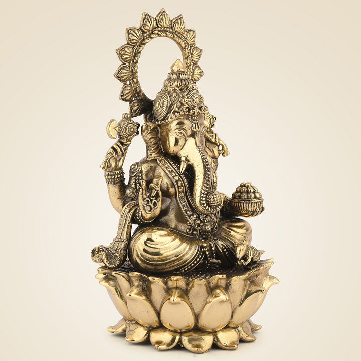 Pure Brass Chaturbhuj Ganesh