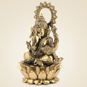 Pure Brass Chaturbhuj Ganesh