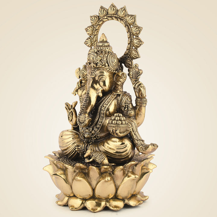 Pure Brass Chaturbhuj Ganesh