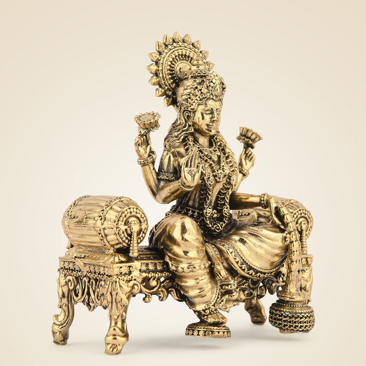 Pure Brass Lakshmi Seated On Singhasan