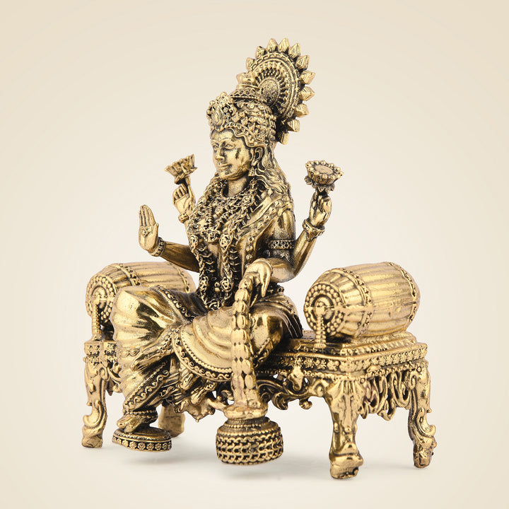 Pure Brass Lakshmi Seated On Singhasan