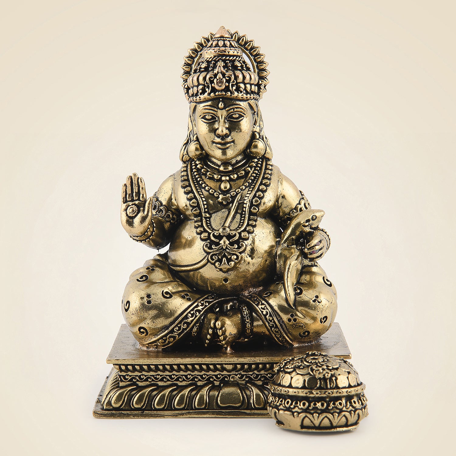 Brass Kuber Idol - 3 Inch |  Lord of Wealth, Prosperity & Fortune – Handcrafted Murti for Puja & Décor