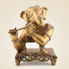 11.75" Ganesha Playing Flute Brass Idol – Hindu Sculpture