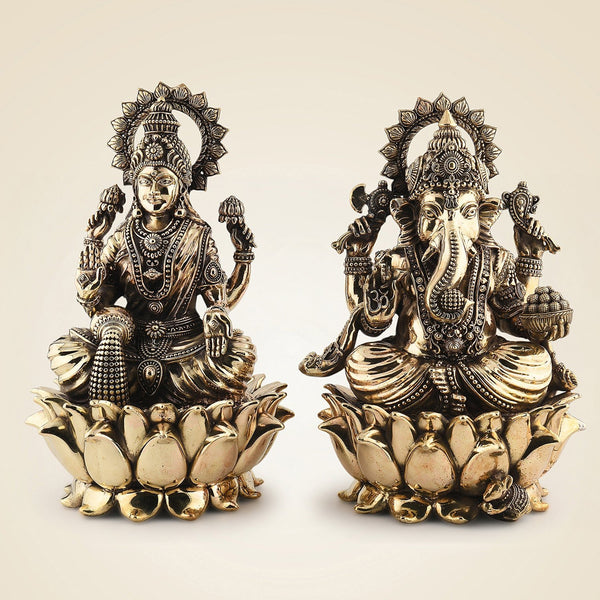 Pure Brass Laxmi Ganesh Artisan - Superfine Lightweight 12"