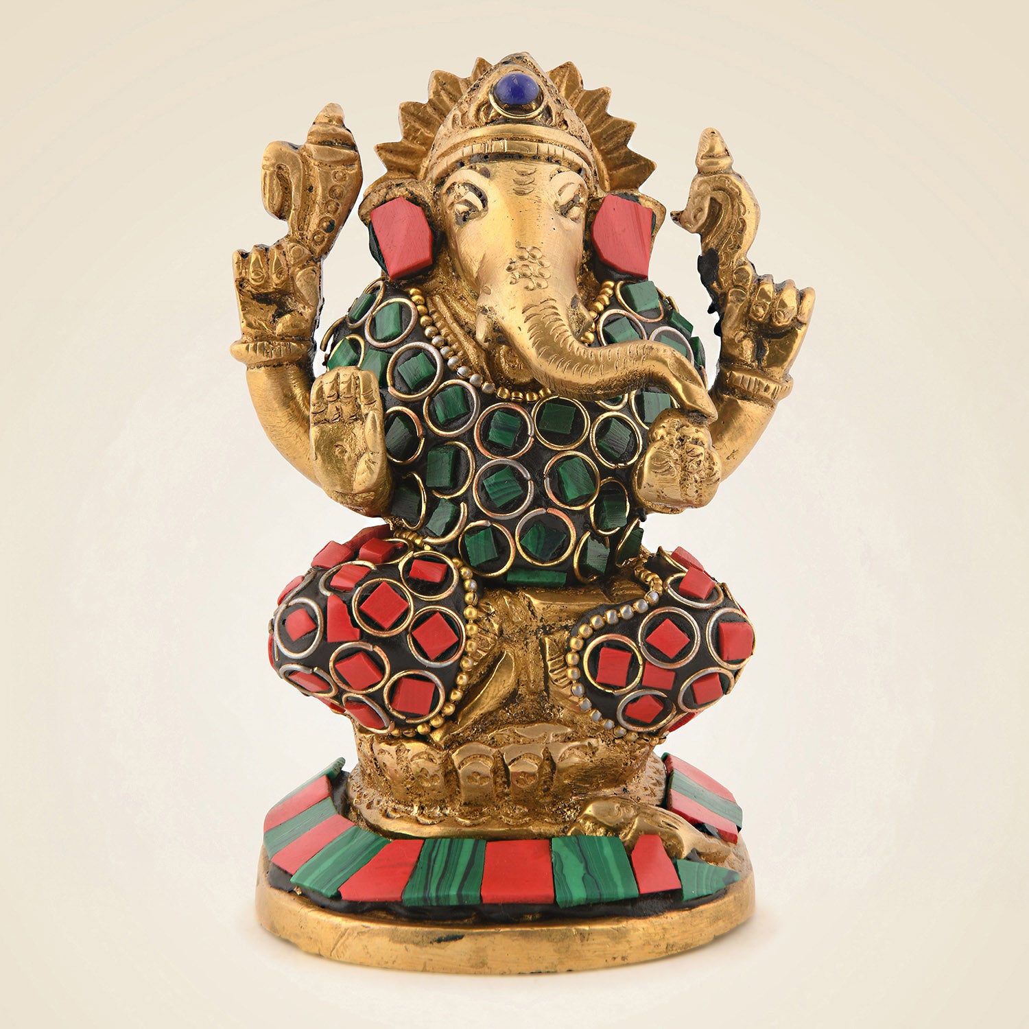 Brass Ganesha Stone Work