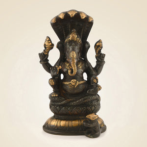 Brass Ganesha With Sheshnaag Idol