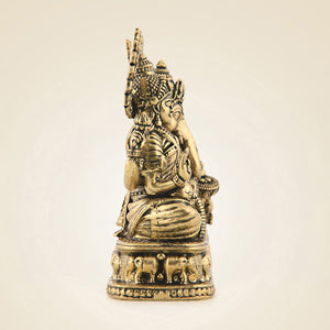 Brass Ganesh Lakshmi Saraswati Idol Set | Divine Hindu God Statue for Pooja & Home Decor 4" - Luxeartisanship