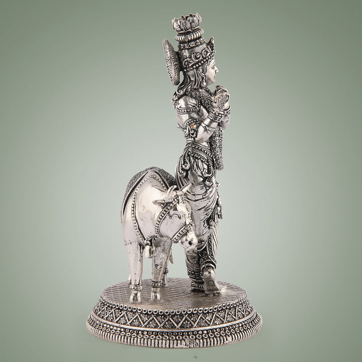 Pure Brass Krishna With Cow