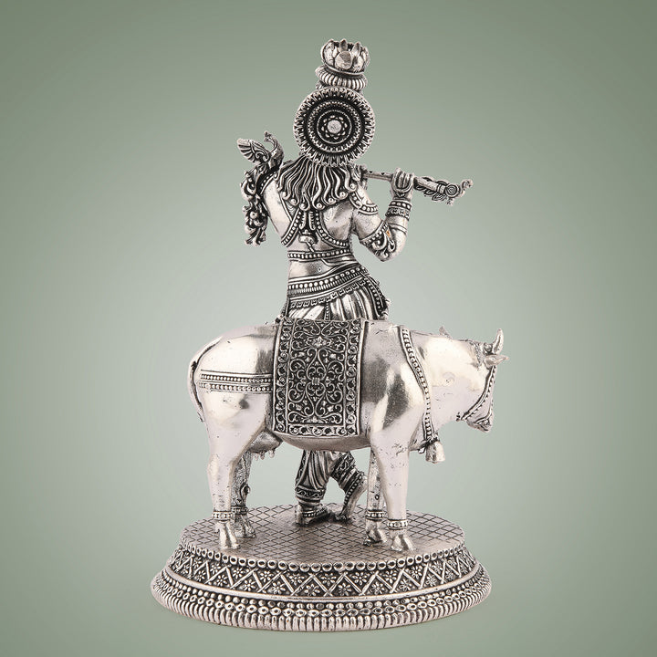 Pure Brass Krishna With Cow