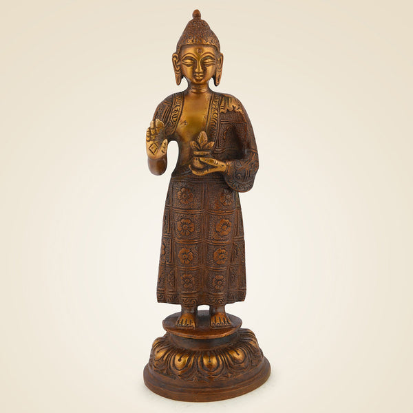 Pure Brass Standing Buddha