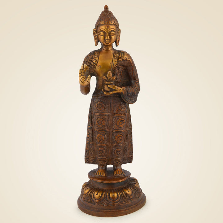 Pure Brass Standing Buddha