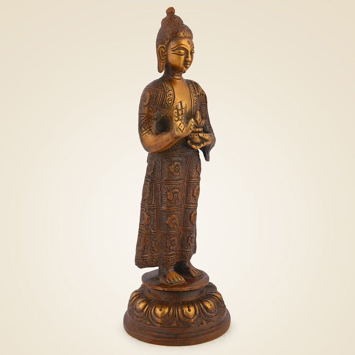 Pure Brass Standing Buddha